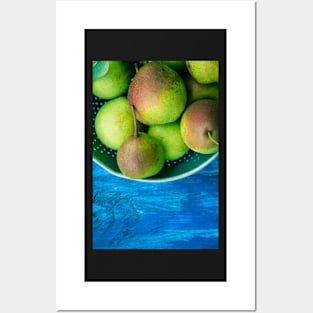 Pears on a Blue Table Posters and Art